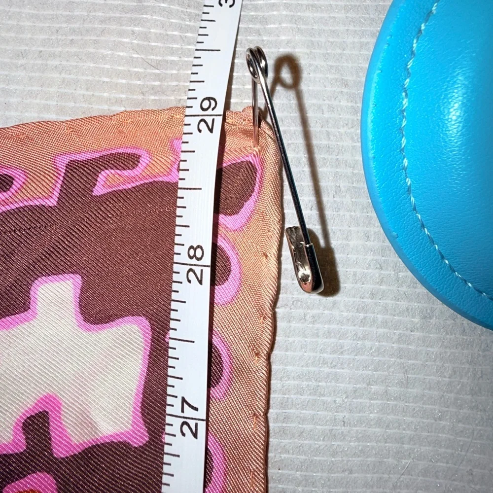 Dior Pink and Coral Silk Scarf with hand rolled hem